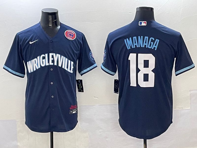 Men Chicago Cubs #18 Imanaga Dark Blue City Edition 2025 Nike MLB Jersey style 6